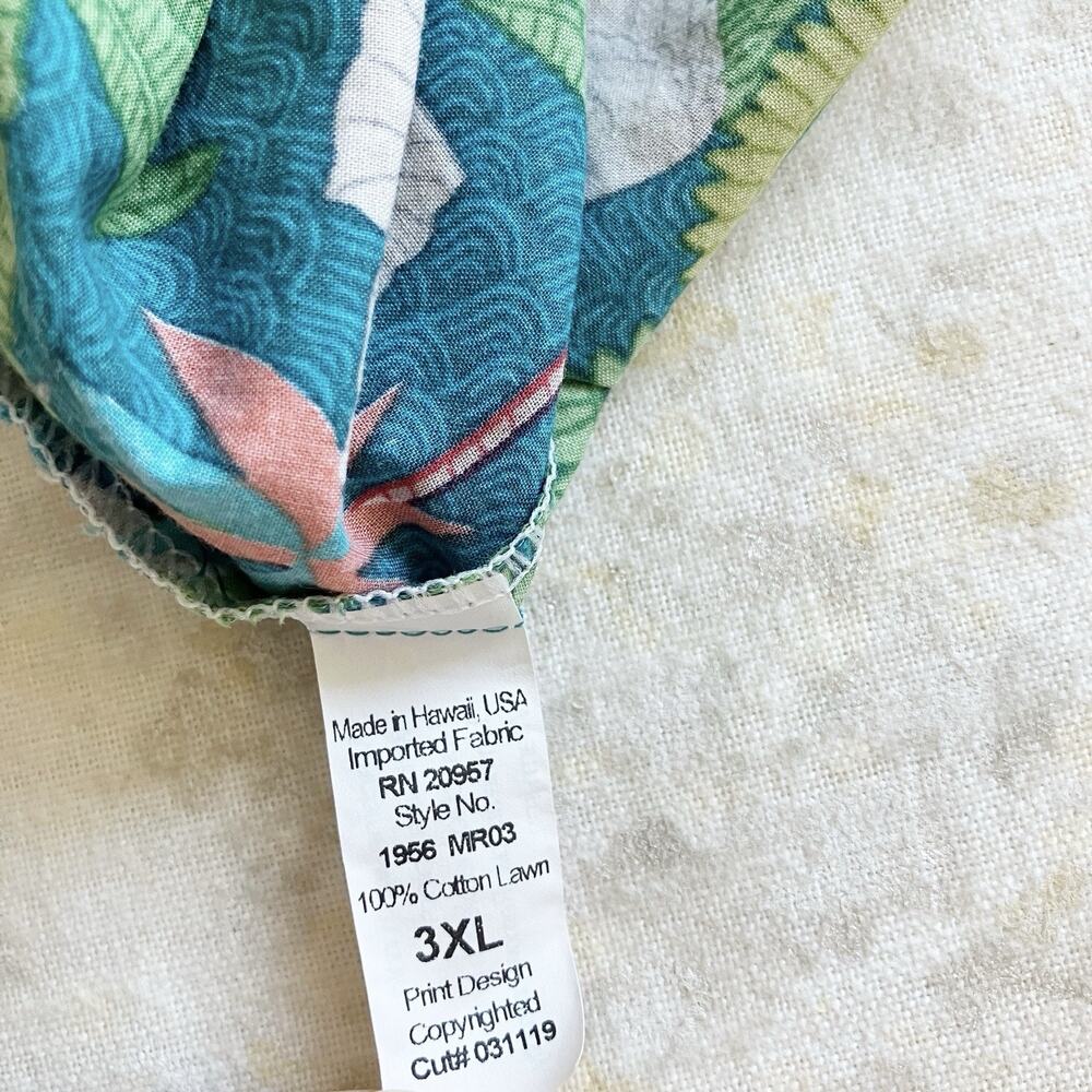 Tori Richard HI USA 3XL Machine 100% cotton Cranes Trees Plants Green 100% cott - Picture 6 of 7